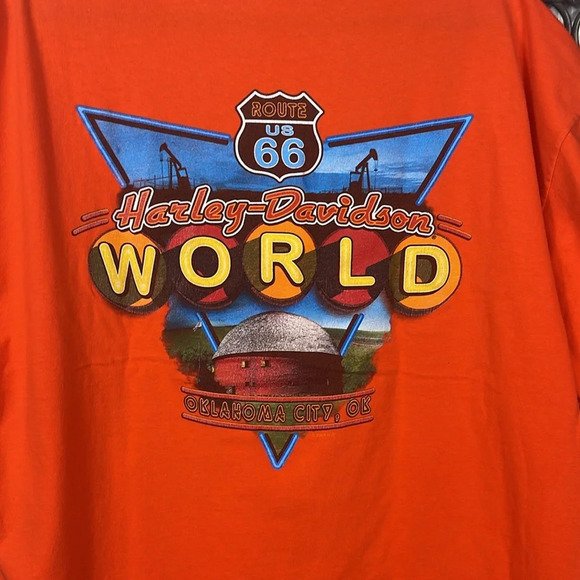 Harley Davidson Pocket Tee-Shirt (Sz 2X) 2009 Color Orange.Oklahoma City,Ok - Picture 7 of 11